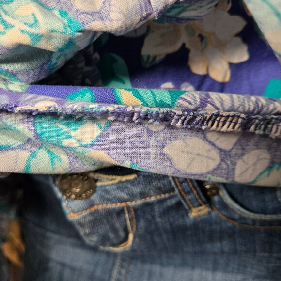 Vintage 80s Laura Ashley Blue Floral Peplum Top Size XS Upcycled Fairy Romantic - Picture 6 of 12